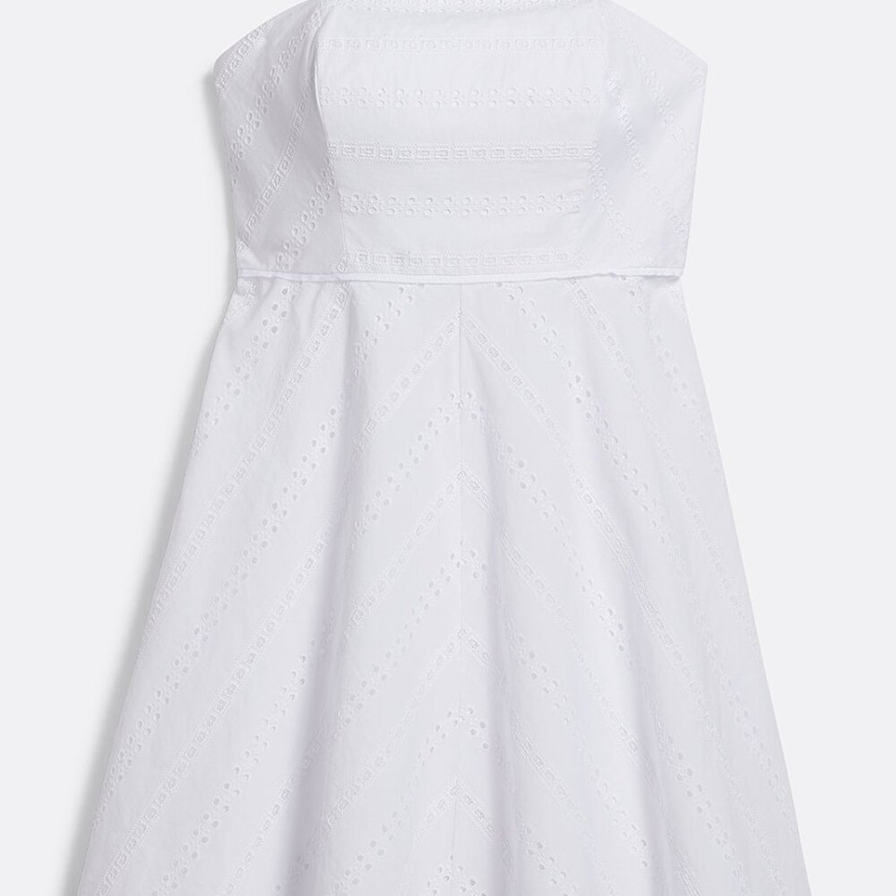 Striped Eyelet Strapless Dress draper james white size 6